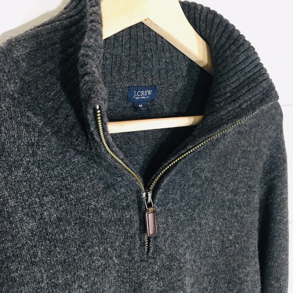 J. CREW 1/4 Zip Lambs Wool Pullover Sweater MEDIUM - Picture 2 of 4